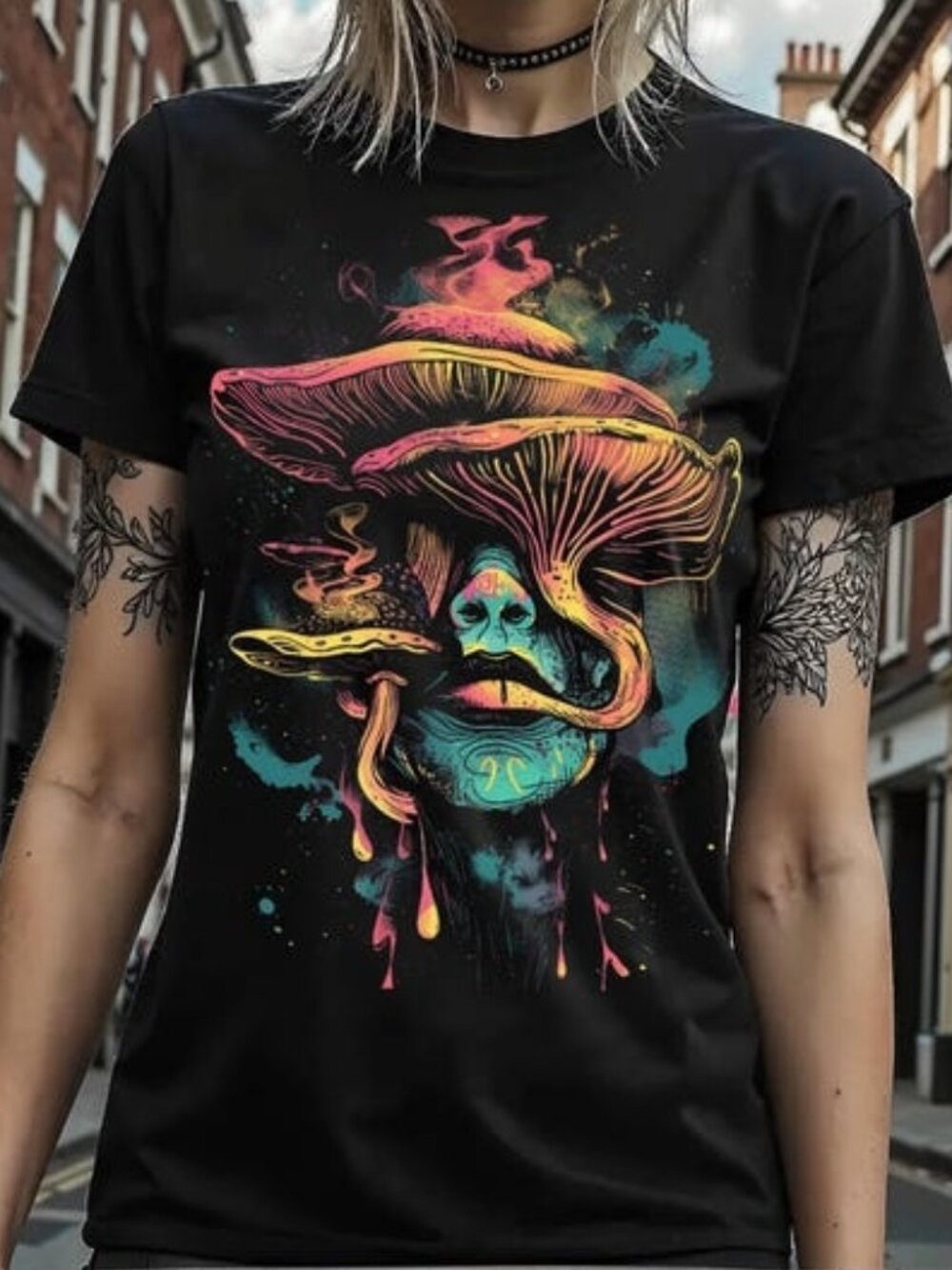 Trippy Mushroom Shirt, Retro Psychedelic Vaporwave Tee